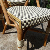 Chairs of terrace bistro type parisien in rattan et scoubidou