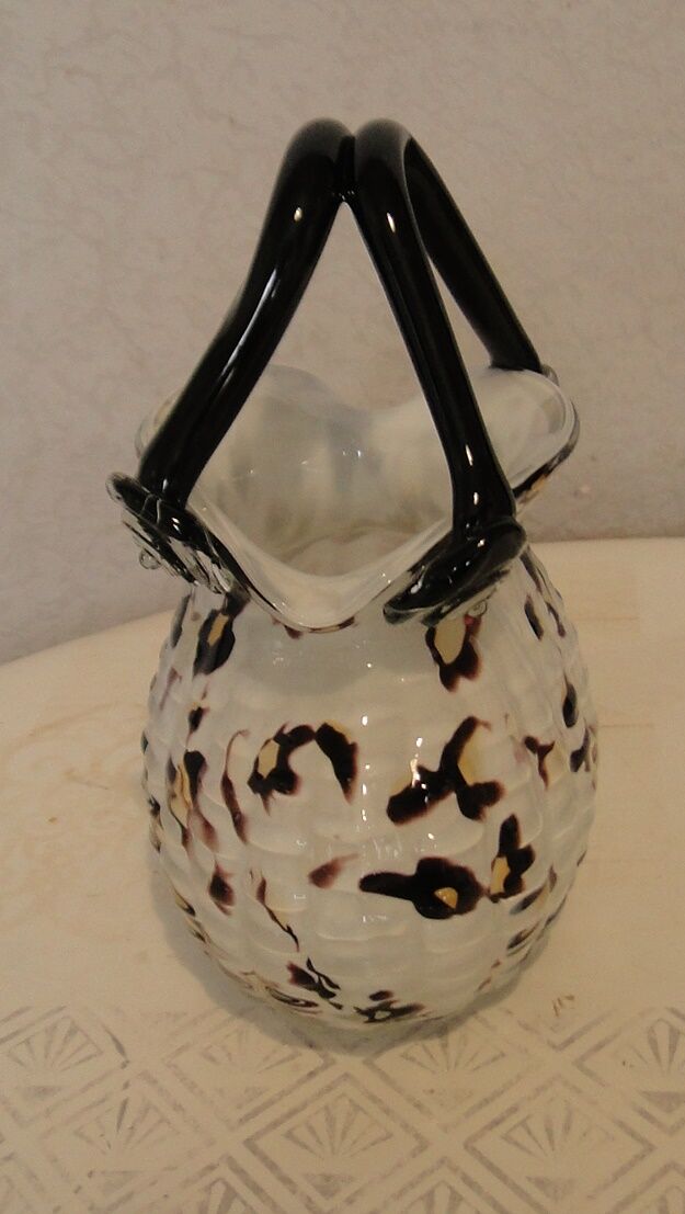 handbag basket vase hand blown Murano glass