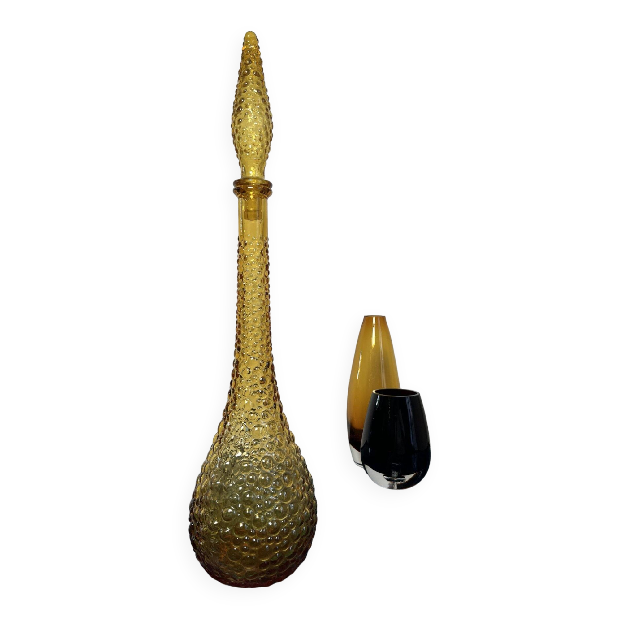 Large italian carafe in yellow empolised glass