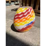 Contemporary abstract vase in milky white murano glass attributed with colored reeds