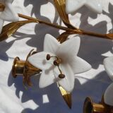 5 metal candles and opaline flower