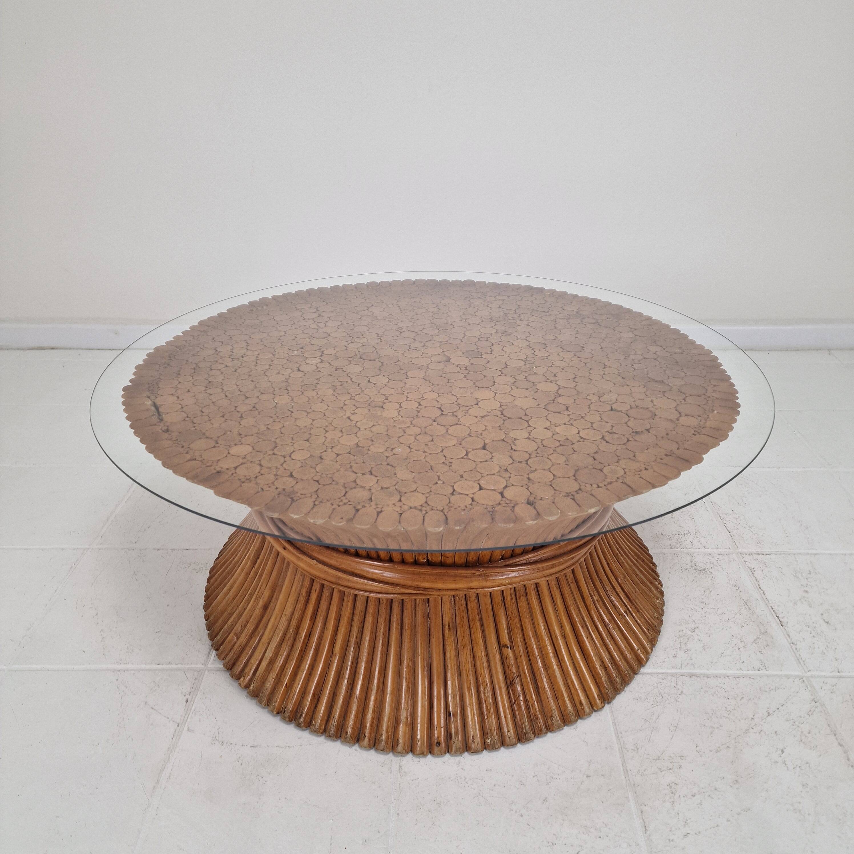 Table basse en bambou en forme de gerbe de blé par McGuire, États-Unis, vers 1970