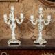 Pair of candelabra with 4 light sources in porcelain. Late 19th century.