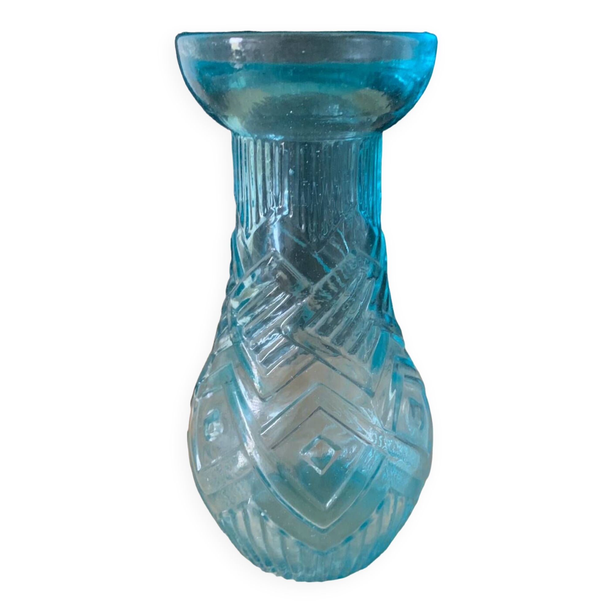 Blue glass bulb vase