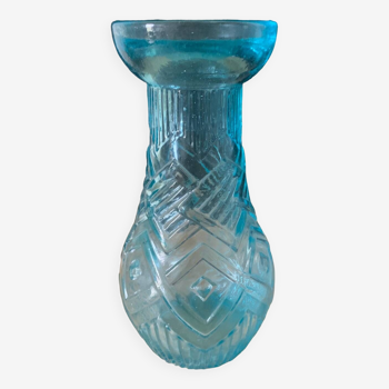 Vase a bulbe verre bleu