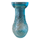 Vase a bulbe verre bleu