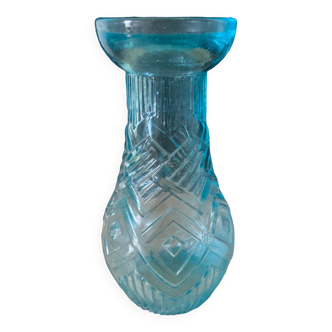 Vase a bulbe verre bleu