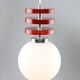 Vintage Italian Red Disc Pendant Lamp In Chrome and Wood, 1970s