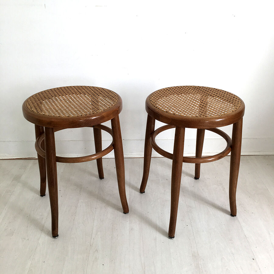 Pair of caned stools