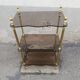 Shelf vintage brass 3 trays smoked glass
