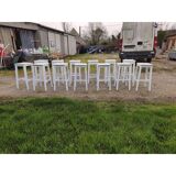 Set of 13 wooden bistro stools