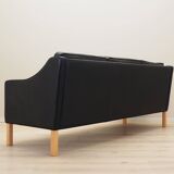 Canapé en cuir noir, design danois, années 1970, fabrication : Hurup Møbelfabrik
