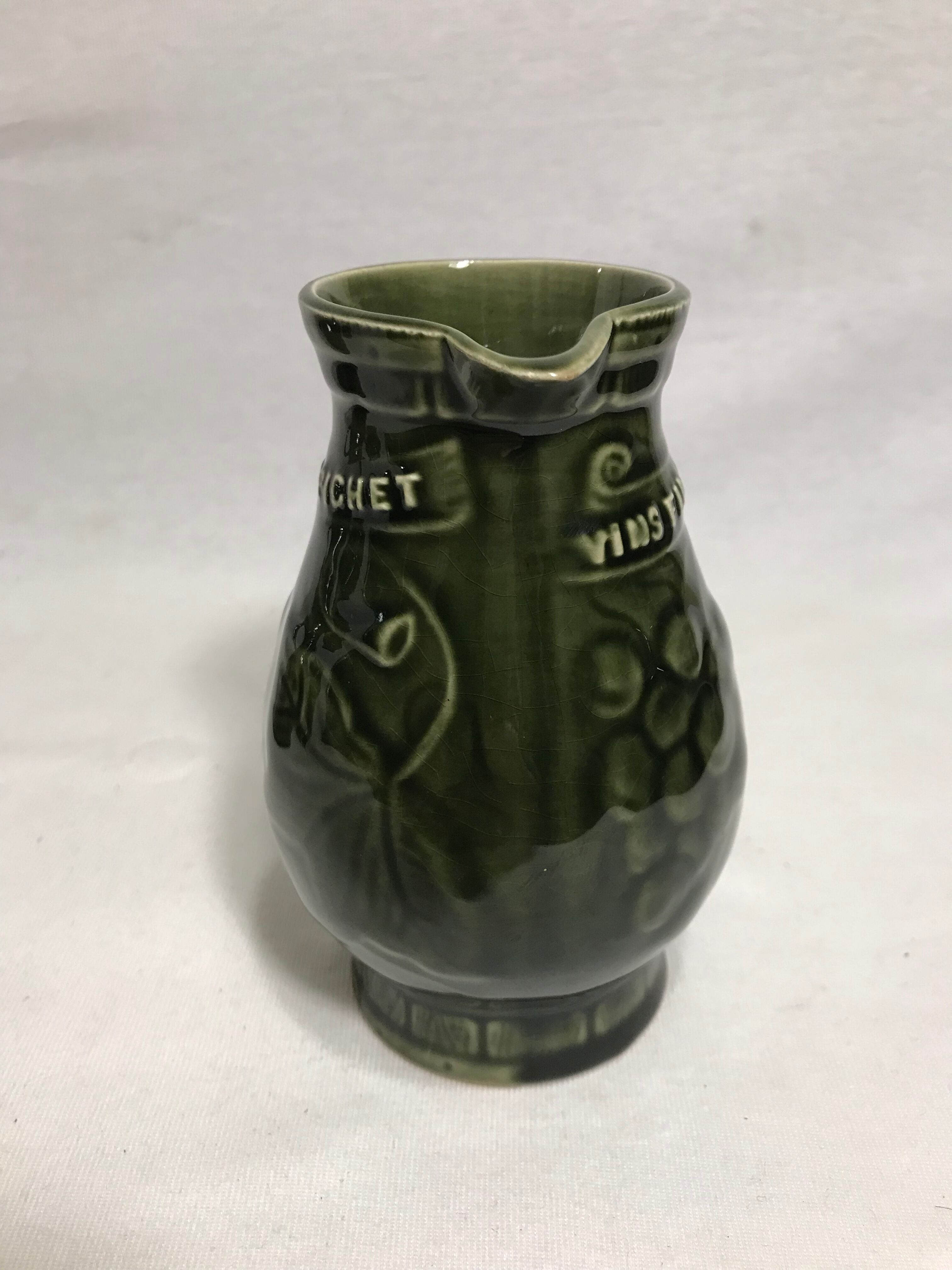 Lot 3 old pitcher SARREGUEMINES FRANCE ceramic green kitchen Vintage