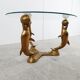 Table basse dauphin vintage en laiton, années 1970