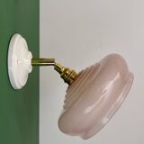 Vintage pink glass lampshade wall lamp