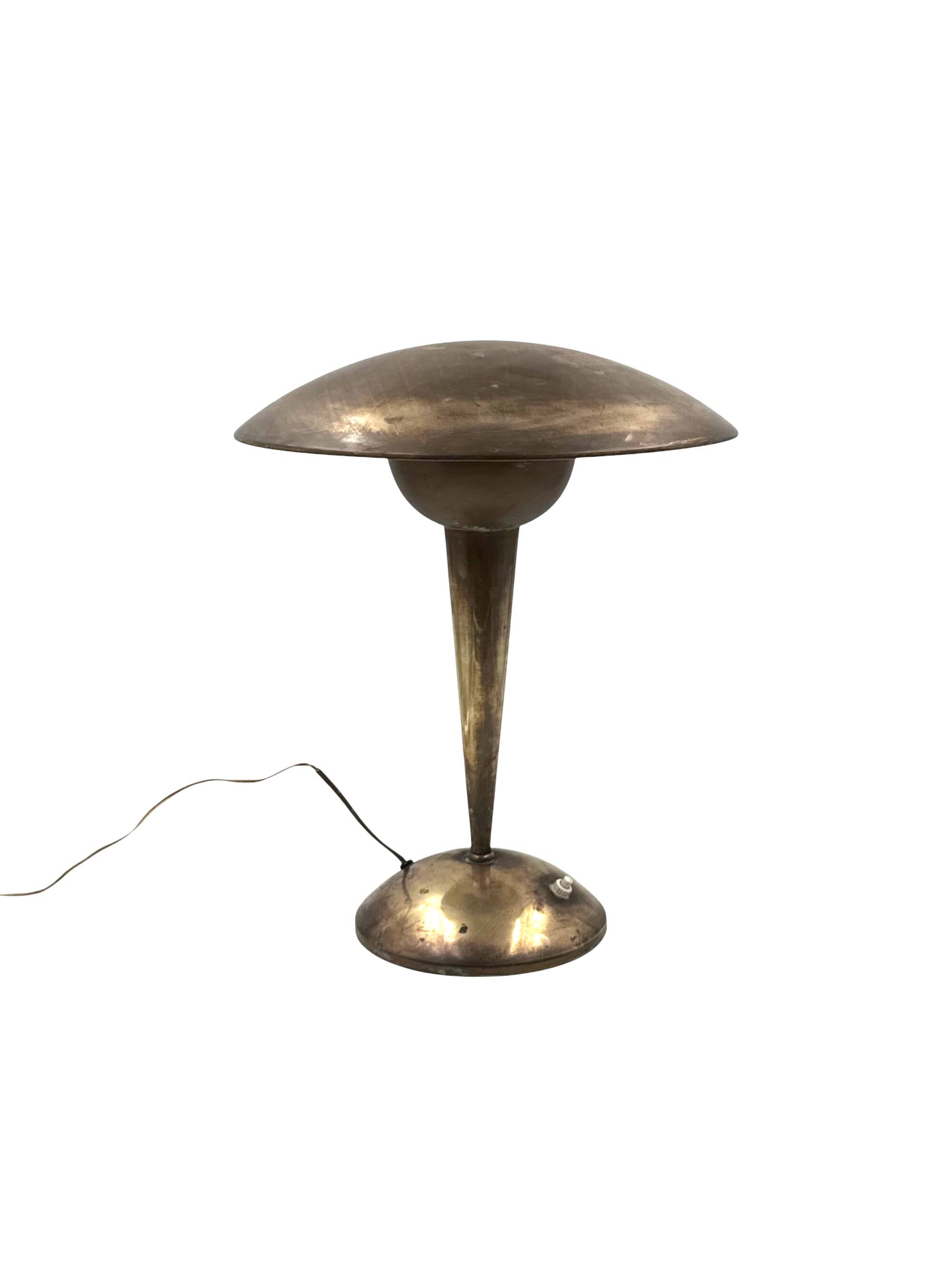 Mid-century modern brass adjustable table lamp, Italy circa 1950