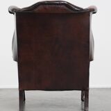 Brown Cowhide Leather Chesterfield Wingback Chair