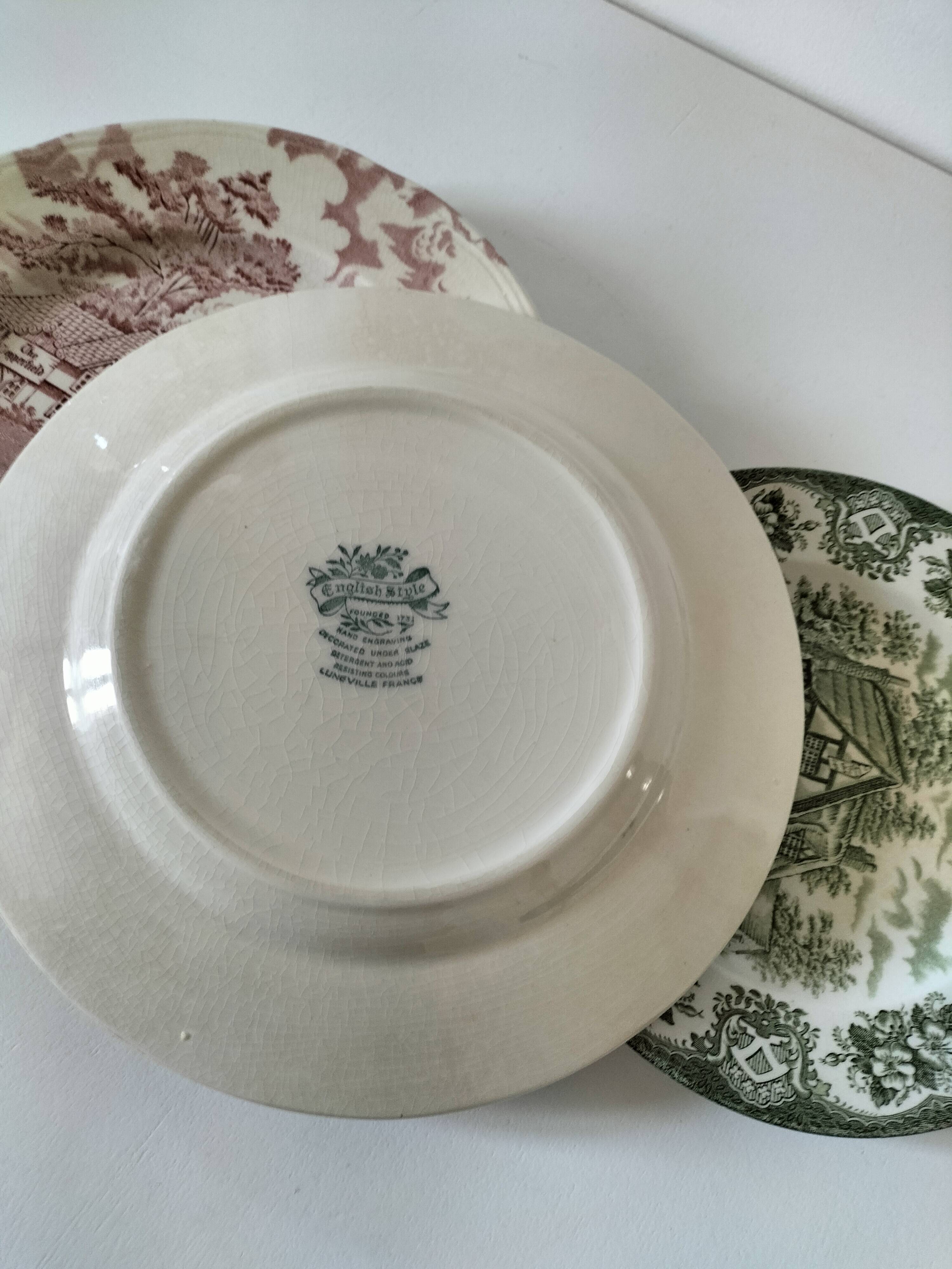 4 Lunéville & Ironstone plates – English Style decor
