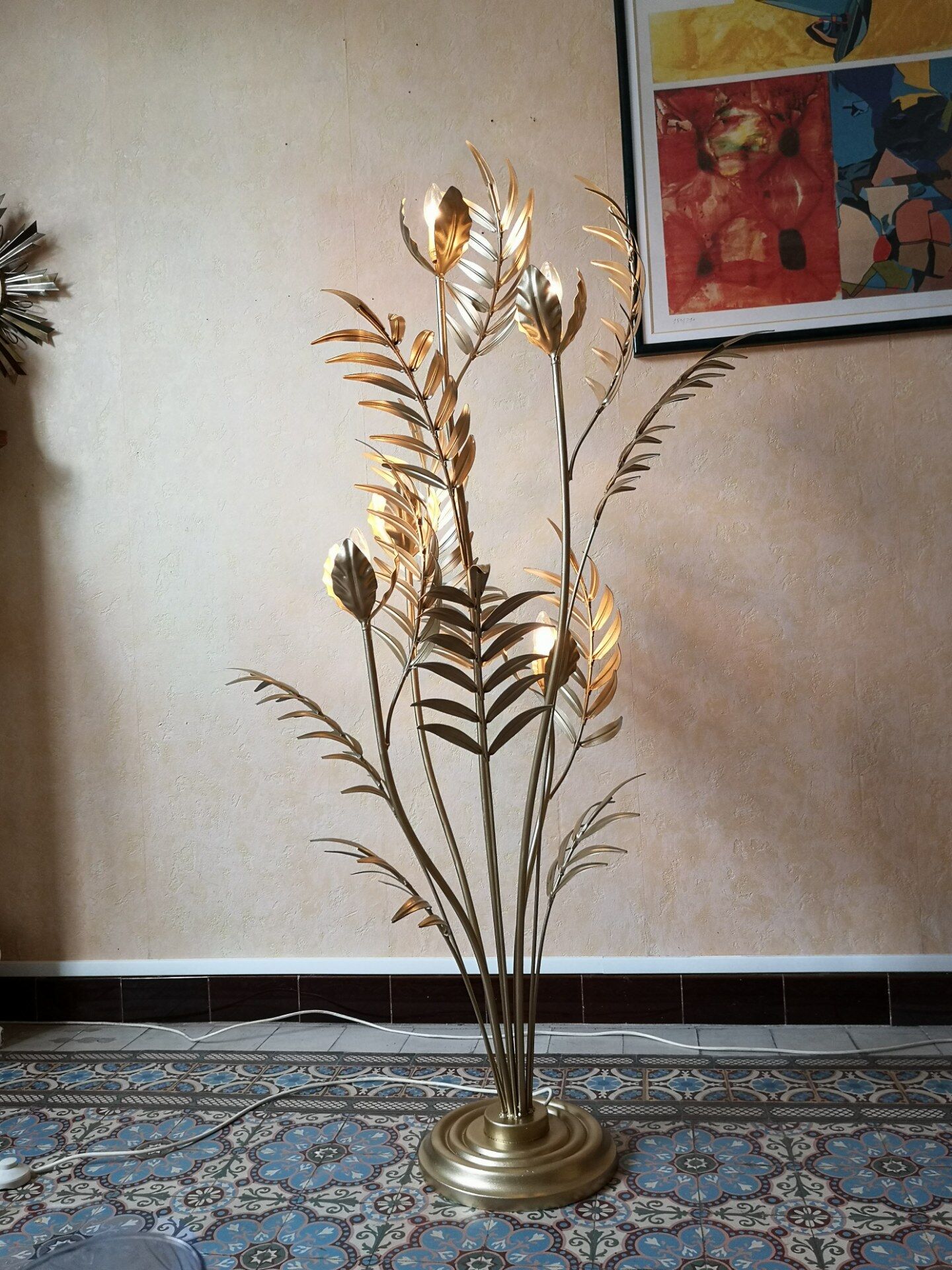 Hans Kogl gold metal lamppost 1960 1970 vintage