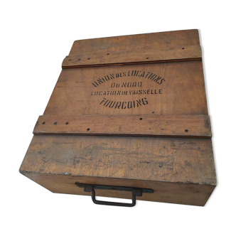 Coffre caisse boite de rangement en bois vintage