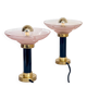 Pair of Art Deco bedside lamps, glasses signed Muller