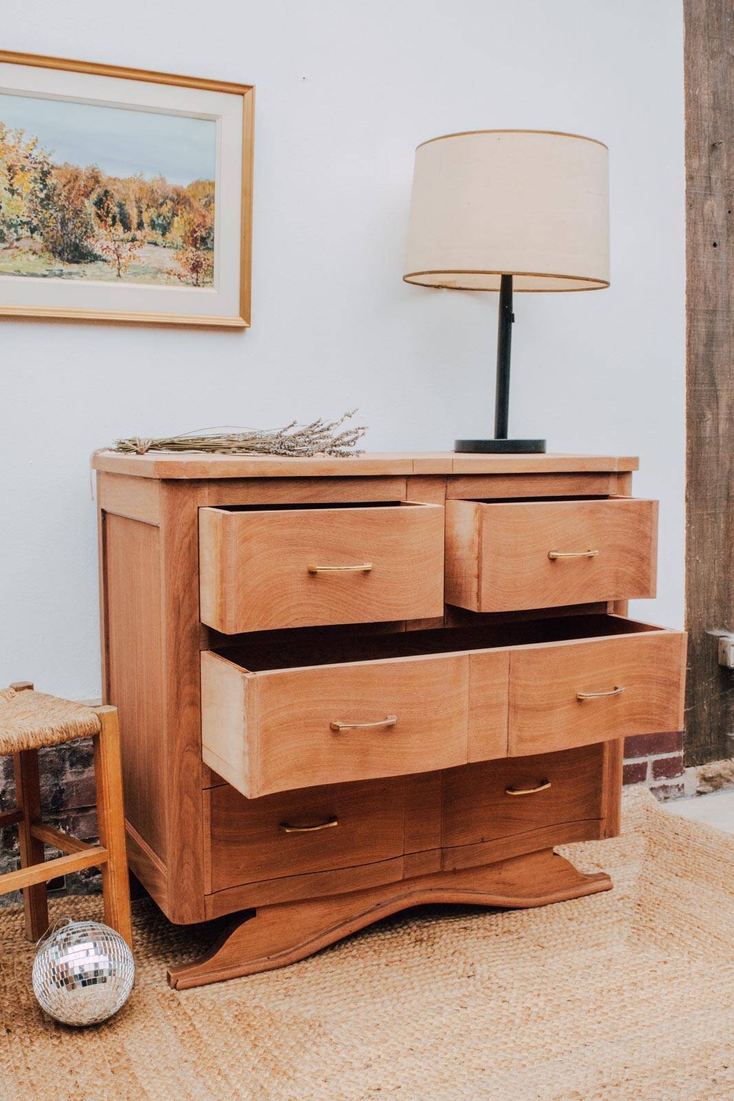 1950s chest of drawers with mustache feet