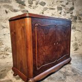 Buffet art déco français en noyer et acajou avec plateau en marbre, fin des années 1920