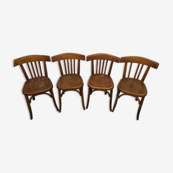 Lot de 4 chaises de bistrot en bois fischel