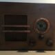 Old wooden radio set in wood lamp for decoration or collection