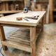 Solid raw oak table/island type "butcher's block" 180x105