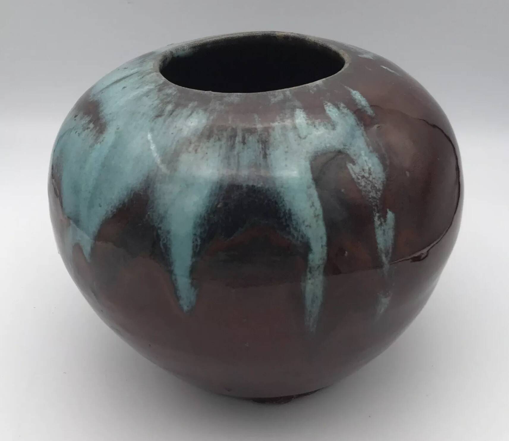 Vase ball in sandstone from saint amand en puisaye carriès school eugène lion