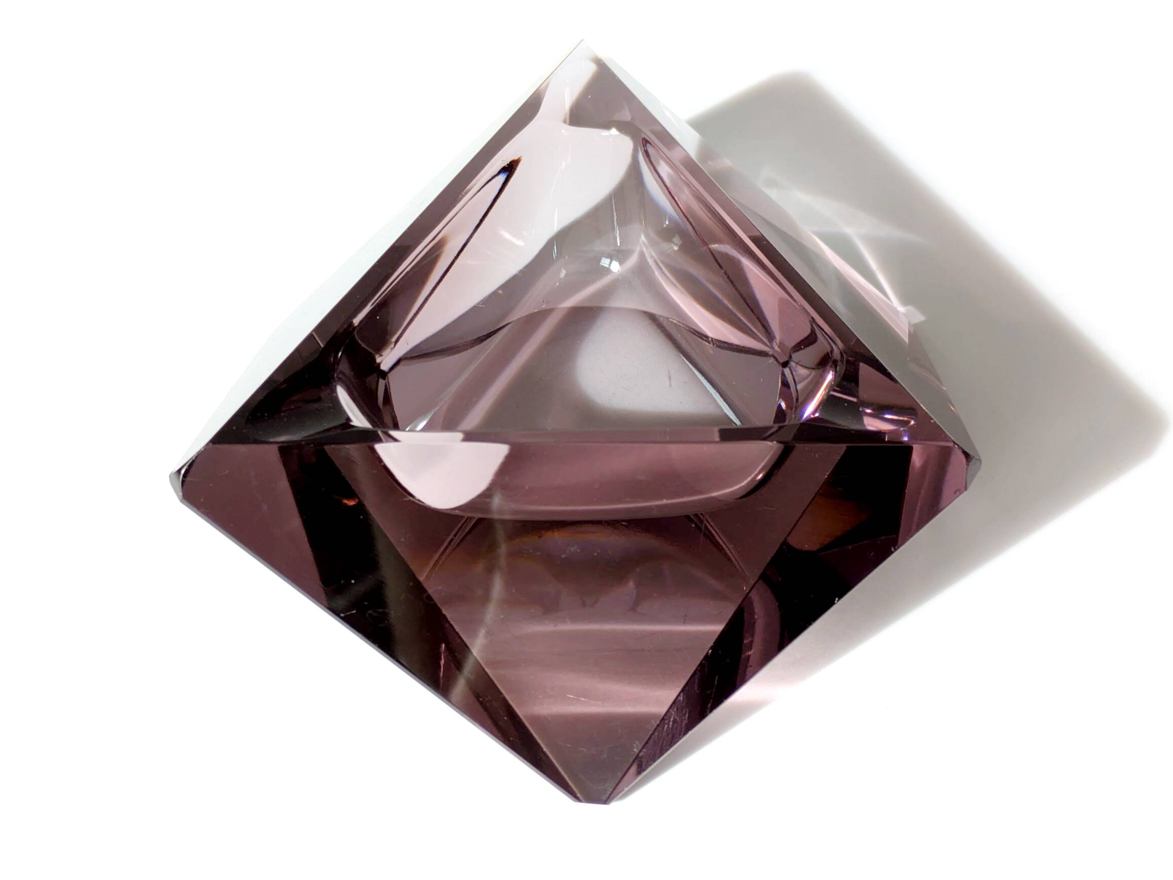 Faceted glass trinket dish, Murano, 1960s, amethyst color