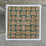 Pair of wooden stools, original white patina