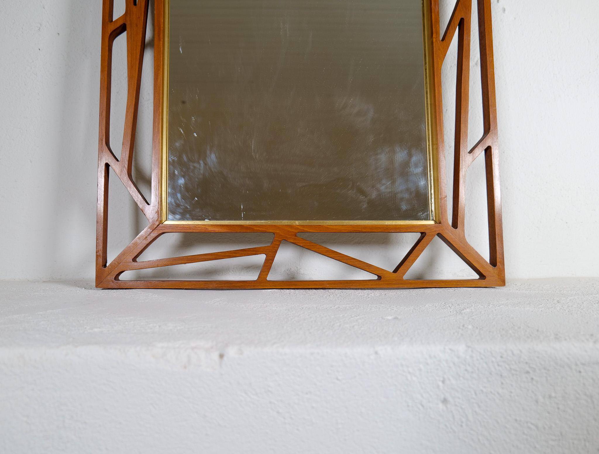 Rare large mirror "Konkret" Mid-Century Yngve Ekström by Eden Spegel in Sweden