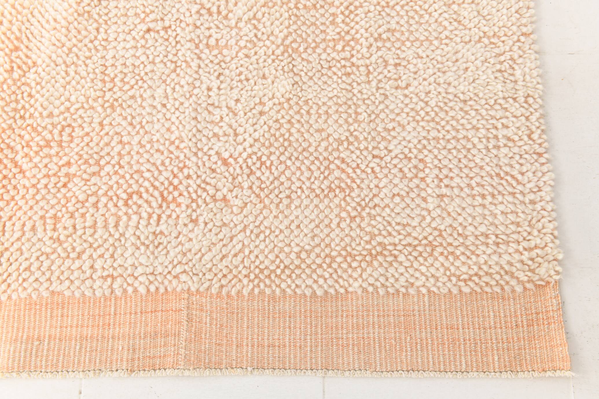 6x10 Pale Salmon Beige Handmade Contemporary Vintage Rug