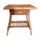 Side table with drawer rattan