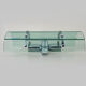 Pair of Italian Veca wall lamps in bluish glass, chrome, double lights