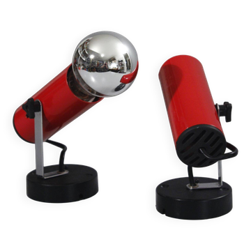 Pair of adjustable wall spotlights vintage design 1970s