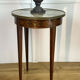 Gueridon in marquetry and marble top of Louis XVI style Napoleon III era