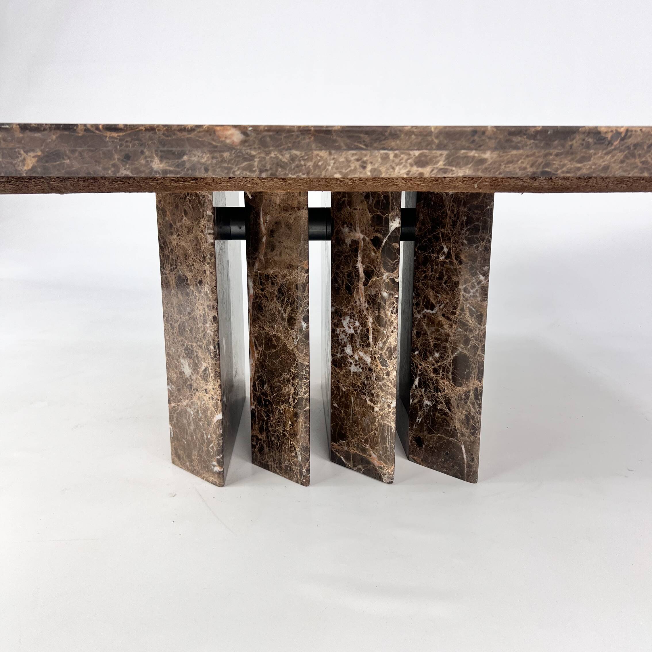Italian Design Brown Marble Coffee Table, 1980s