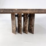 Italian Design Brown Marble Coffee Table, 1980s