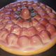 Vintage dessert plate in glazed ceramic with strawberry design, 1950s-1970s.