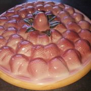 Vintage dessert plate in glazed ceramic with strawberry design, 1950s-1970s.
