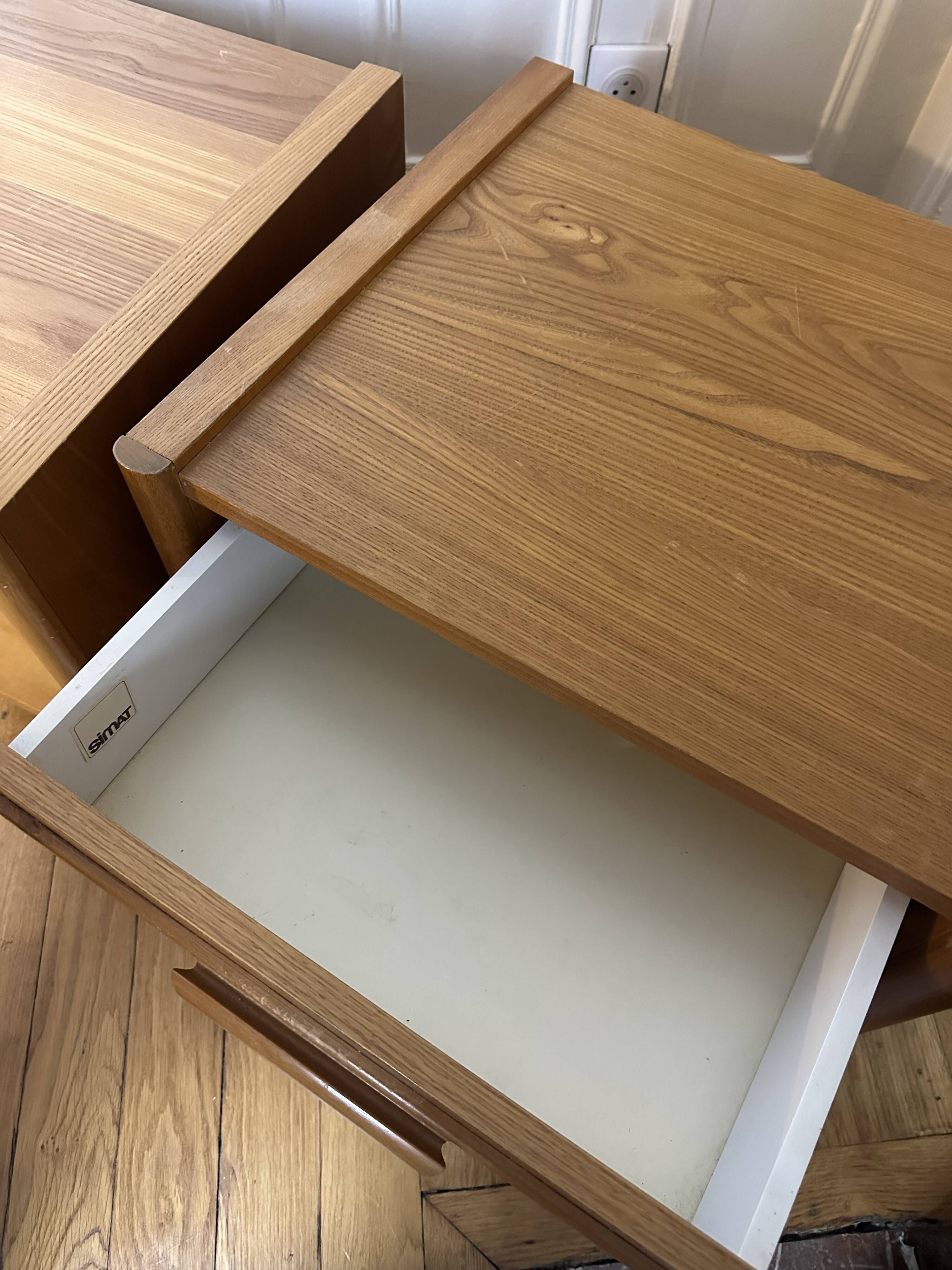2 tables de chevet en orme Simat années 80