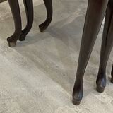 Set of 3 rustic nesting coffee tables in Louis XV style from 1950.