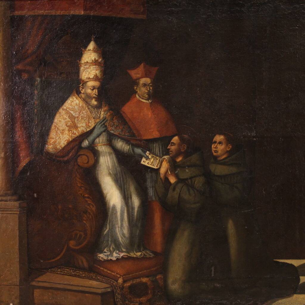 Great 17th century painting, Innocent III confirms the Franciscan Rule