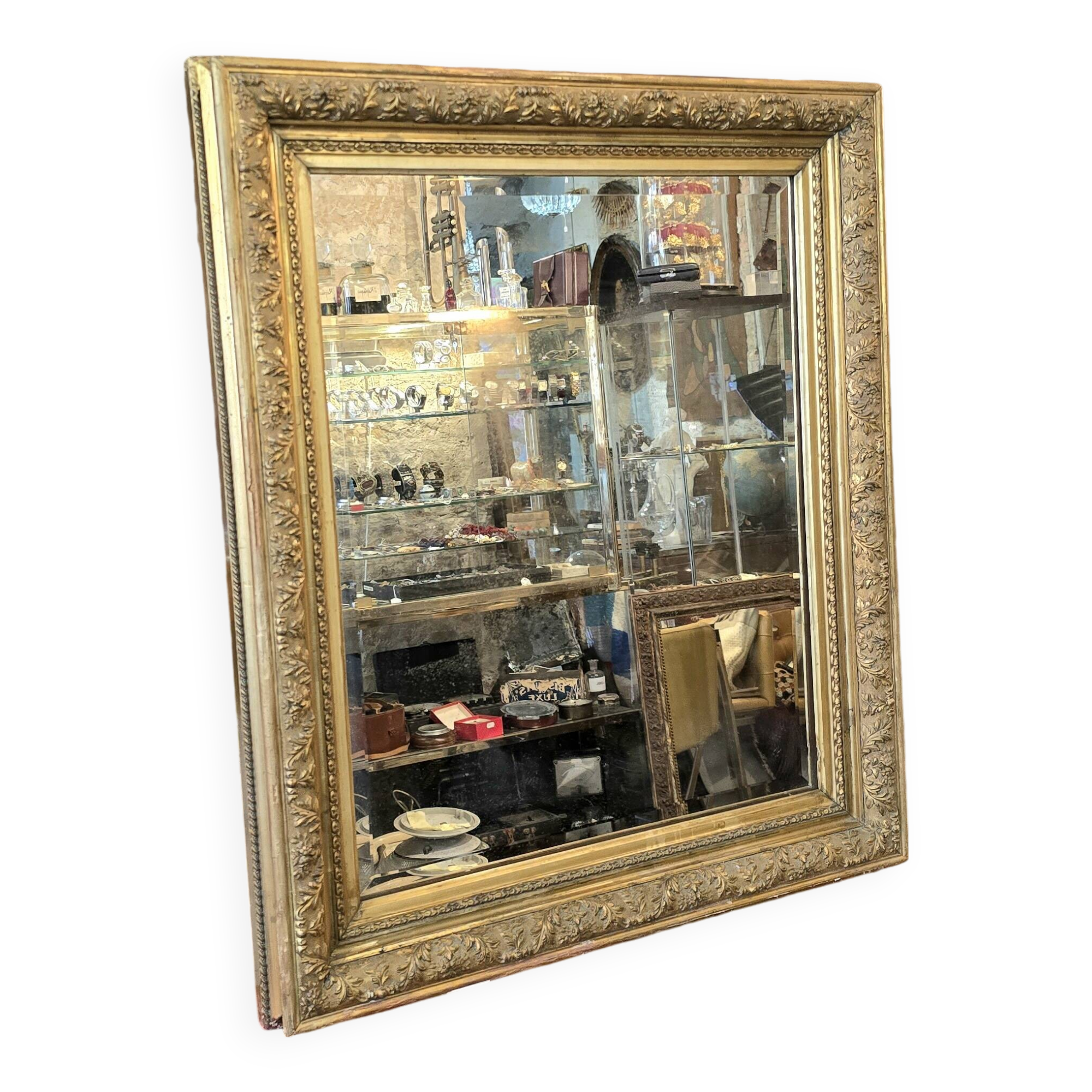 Napoleon III Mirror in Gilded Stucco Wood - 92 Cm
