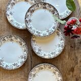 Lot de 6 assiettes à dessert anciennes en terre de fer modèle Alphand de Sa