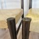 Lot de 4 chaises de salle à manger vintage en bois : similicuir beige, style rétro du milieu du siècle