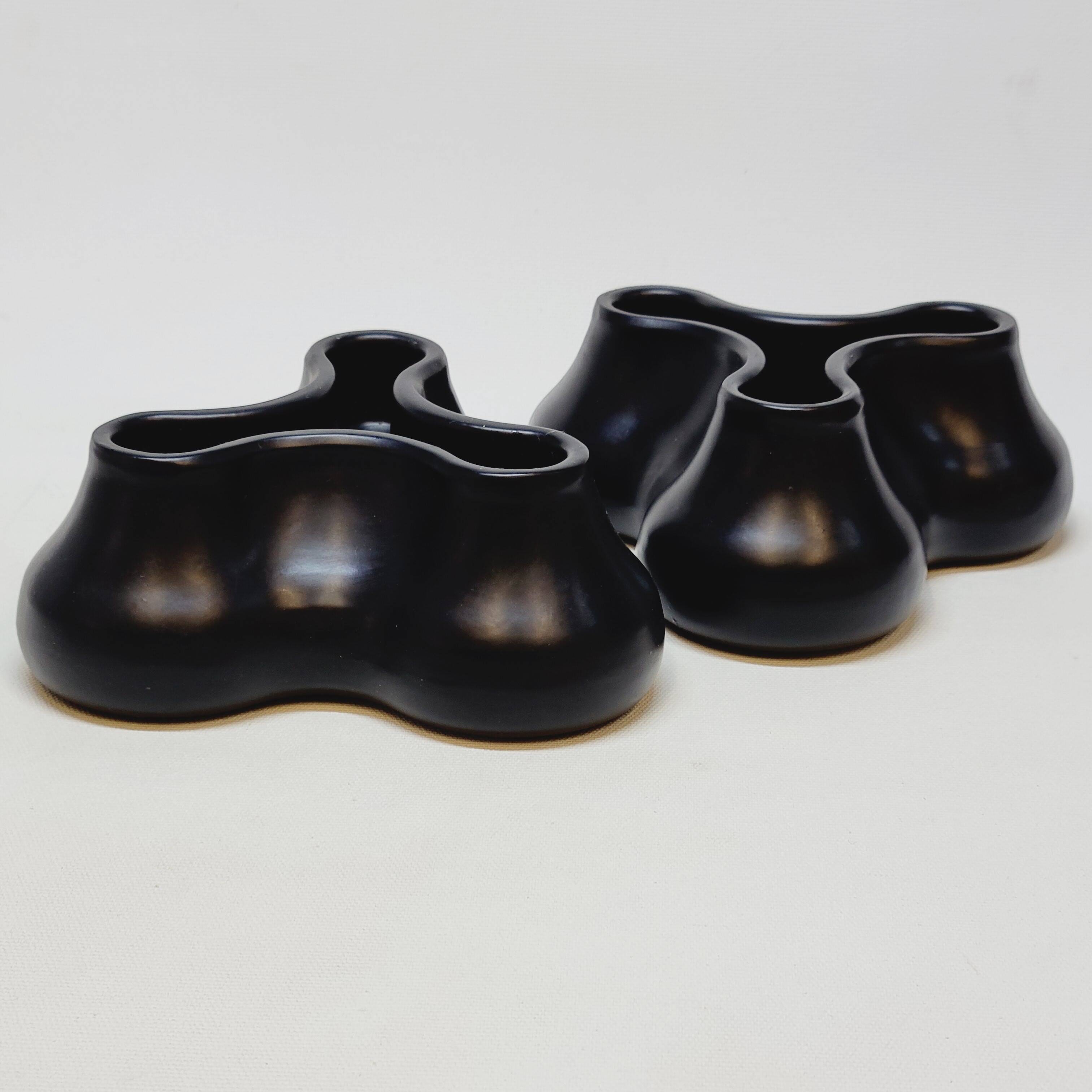 2 Black Candle Holders for 3 Candles Designed by Chris Martin